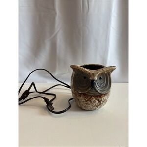 Ceramic Big Eyed Brown Spotted Owl  Electric Lamp Or Wax Scent Burner